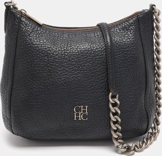 Carolina Herrera Navy Blue Leather Maria Shoulder Bag