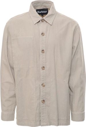 Barbour Casual Shirts, male, Beige, Size: M Natural Linen-Blend Overshirt