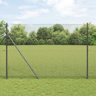 Berkfield Home Welded Wire Fence with 13 Posts Grey 1.6x25 m Steel