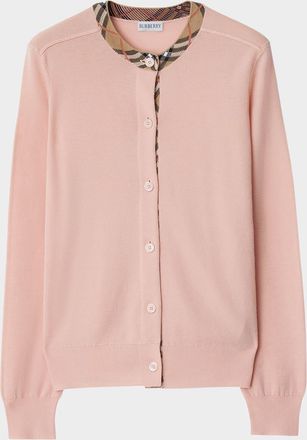 Burberry Check Collar Crewneck Cardigan