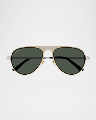 Cartier Men & apos;s CT0533SM Metal Aviator Sunglasses