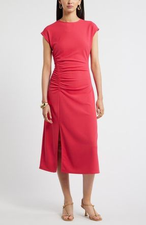 Nordstrom Side Ruched Knit Midi Dress in Red Jazzy at Nordstrom, Size Xx-Small