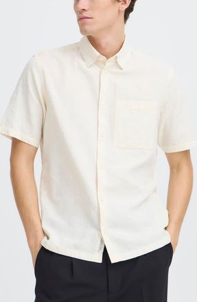 Casual Friday Regular Fit Short Sleeve Button-Up Shirt in Snow White at Nordstrom, Size X-Large