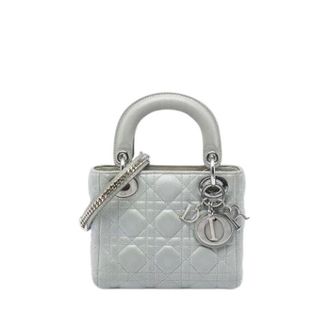 Dior Pre-owned Lady Dior Mini Bag - Dames - Pre-owned - Grijs - Maat: ONE Size Leer