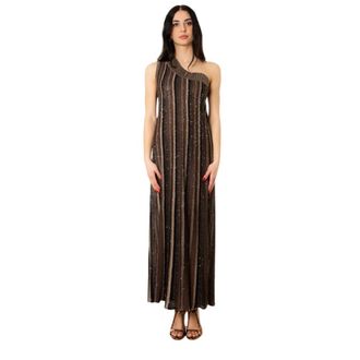 D.exterior Maxi Dresses, female, Brown, Size: S Abito lungo monospalla