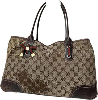 Gucci Pre-owned Vintage Tote Bag - Dames - Vintage Handtas - Beige - ONE Size - Leer - Vintage