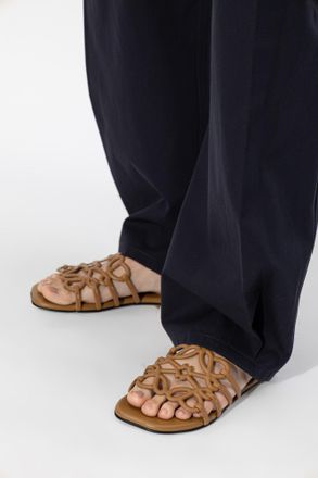 Loewe Petal Anagram Slides, Womens, Brown