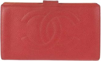 Chanel Pre-owned Middle wallet (bi-fold) - Dames - Vintage Accessoires - Rood - ONE Size - Leer - Vintage