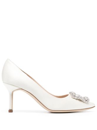 Manolo Blahnik 70mm Hangisi pumps - women - Leather - 38 1/2 - White