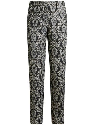 Etro floral-brocade cropped trousers - Black