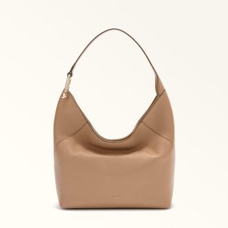 Furla Lara Borsa A Spalla M Deserto Beige Pelle Di Vitello Granata Donna