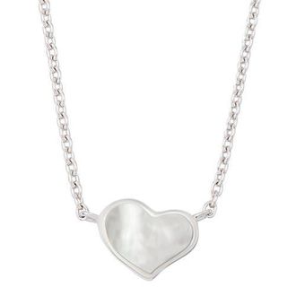 Jan Leslie Single Heart 18 Necklace Set In Sterling Silver in White at Nordstrom