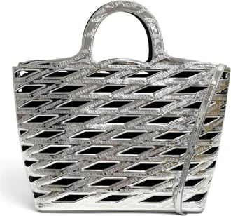 Balenciaga Black Silver Basket Shoulder Bag Tote Bag (Pre-Owned)