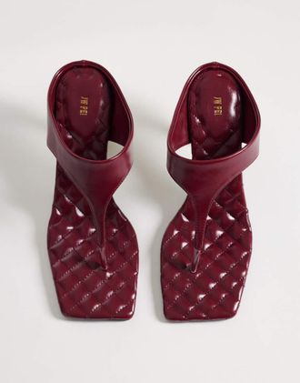 JW PEI Hannah - Sabot infradito trapuntati bordeaux con tacco-Rosso