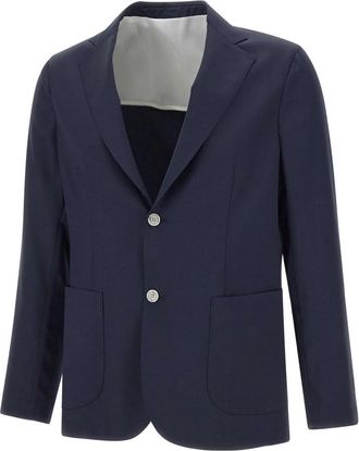 Barba Blauwe Wollen Blazer met Piek revers - Heren - Blazers - Blauw - 2XL - Wol - Jassen