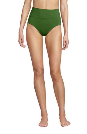 Lands End Chlorine Resistant Pinchless High Waisted Bikini Bottoms in Fusion Green at Nordstrom, Size 10