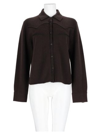 Guest In Residence Dark Brown Cashmere Classic Collar Long-Sleeve Shirt
