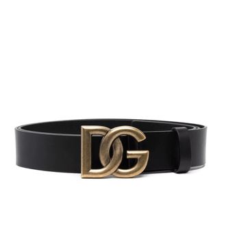 Dolce & Gabbana Belts, male, Black, 100 CM, Black Leather Belt with Gold Details
