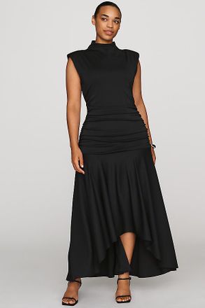 Maeve Sleeveless Ruched Mock-Neck Dress