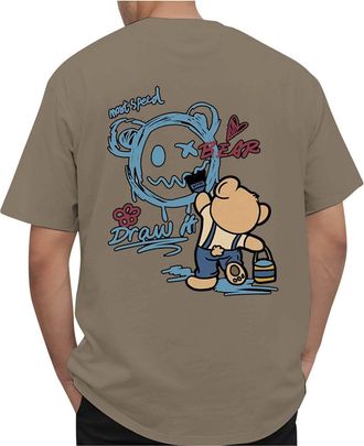 Generic Mens Short Sleeved T Shirts Bear Printed T Shirts Graphic Tees Shirt Mens Graphic Printed Tshirts Casual Short Sleeve Tshirt for Men Summer, Streetwea