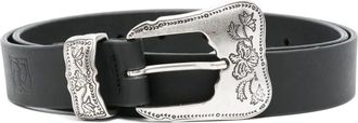 Magda Butrym Cintura in pelle con motivo a fiori - Nero