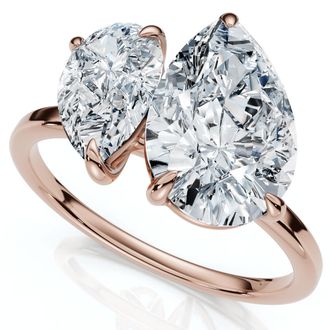 Pompeii3 3Ct Toi Et Moi Pear Shape Diamond Ring 14k Gold Lab Grown