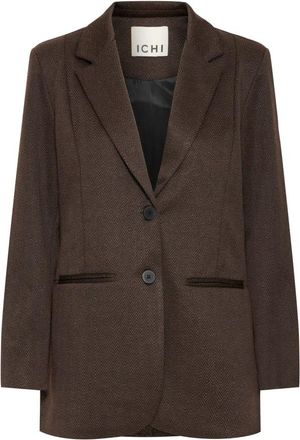 Ichi Ihkate Jacquard Oversize Blazer - - Jackets - Donna - Marrone - S