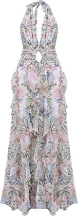 PatBo ruffled floral print dress - women - Fabric - S - White