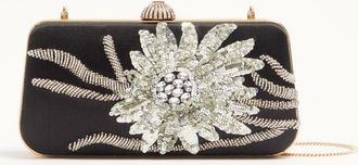 Valentino Garavani Minaudiere Valentino Garavani Carry Secrets In Raso Con Ricamo Floreale Donna NERO/CRYSTAL UNI