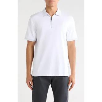DKNY Duke Zip Polo in White at Nordstrom Rack, Size X-Large