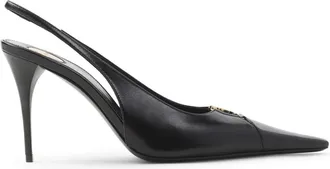 Saint Laurent Schoenen, Dames, Zwart, 37 EU, Leer, Babylone Breteuil Slingback Pumps