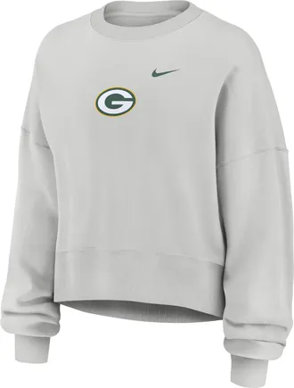 Nike Green Bay Packers Primetime Phoenix Nike Womens NFL Oversized Pullover Crew in Grey | 01D70BB7T-CSV