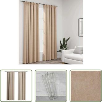 vidaXL vidaXL Tende per soggiorno - Tende Oscuranti con Ganci Effetto Lino 2 pz Beige 140x245 cm