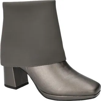Easy Street Sutton Foldover Cuff Platform Bootie in Pewter-Lamy at Nordstrom, Size 6.5