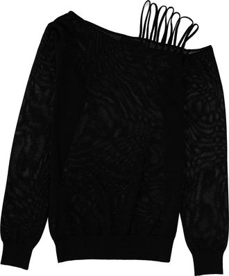 Circus Hotel Lam&eacute; Yarn Viscose Knit Knit Top - Black