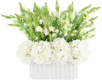 Creative Displays Inc. Handmade Faux Hydrangeas & Wild Heather In Ceramic Vase