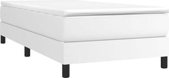 vidaXL Estructura de cama con somier cuero sintético blanco 100x200cm vidaXL