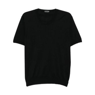 Tom Ford T-Shirts, male, Black, Size: XL Maglietta in maglia girocollo manica corta