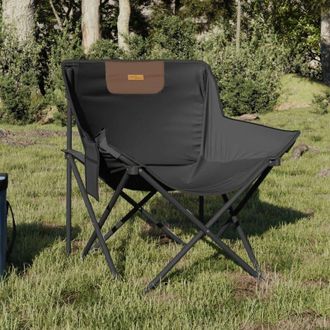 vidaXL Camping Chairs with Pocket Foldable 2 pcs Black vidaXL