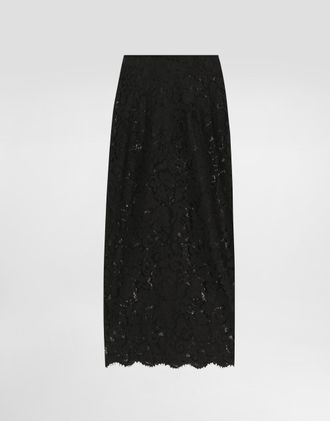 Dolce & Gabbana Cordonetto Lace Midi Skirt - Woman Skirts Black 38