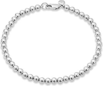 Devata 4mm Beaded Ball Chain Bracelet in Rhodium Plated Sterling Silver at Nordstrom, Size 7.5