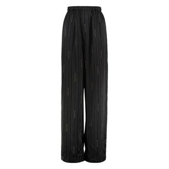 Balenciaga Wide Trousers, female, Black, Size: S Wide-leg Trousers with Back Pocket