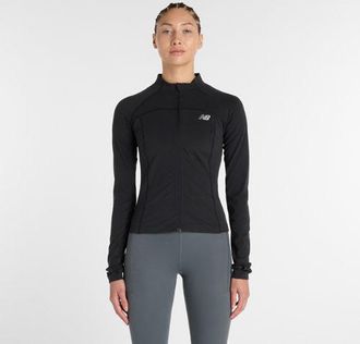 New Balance Donna NB Harmony Fitted Full Zip in Nero, Maglia di Poliestere, Taglia XS