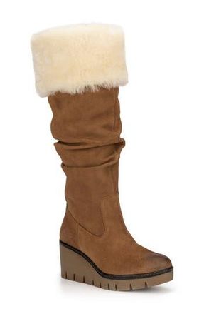 Vintage Foundry Co. Arabella Faux Fur Trimmed Wedge Boot in Tan at Nordstrom Rack, Size 6.5