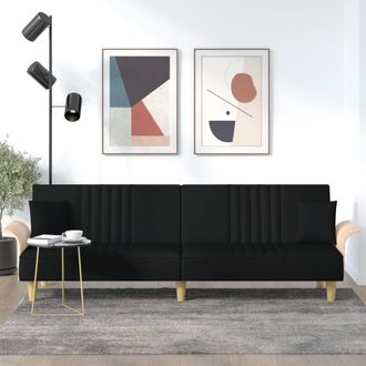 vidaXL Sof&aacute; Cama Con Reposabrazos Tela Negro Vidaxl