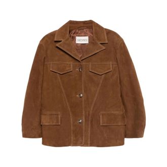 Siedres Bruin knoop buitenkleding met klepzakken - Dames - Leren en Su&egrave;de Jassen - Bruin - 2XS - Jassen