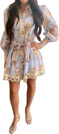 Beulah Floral And Lace Dress In Lavender