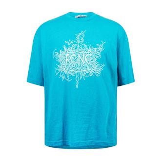 Acne Studios T-Shirts, male, Blue, M, Devil Logo T-Shirt Fluo Blue