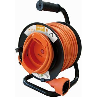 Garza Garza - Enrollacables De 25 Metros Con Asa, 1 Toma Schuko, Protecci&oacute;n Infantil Y Sobrecarga, Tambor Para Cable, Uso Interior
