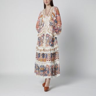 Farm Rio White Sea Garden dress with tiered ruffles